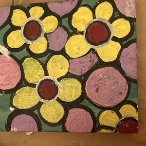 FUNKY FLOWER FANTASY!!! ORIGINAL ACRYLIC ON RECLAIMED WOOD.